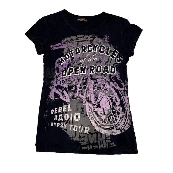 Skinny Minnie Tops - Vintage Y2K Graphic Tee Boho Moto Grunge Indie Fairy Biker Artsy Top Medium USA